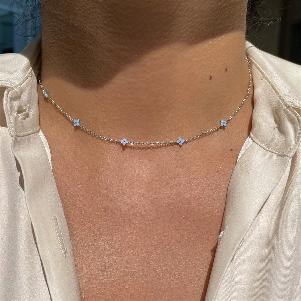 Crystal Clover Choker Necklace For Women/Gold