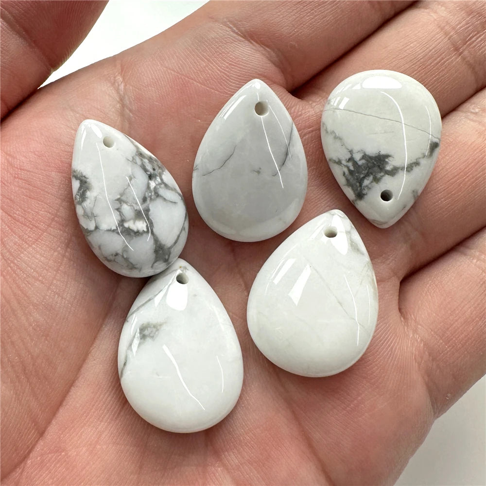 5pcs Water Drop Shape Natural Stone Pendant Accessory