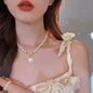 New Beads Women's Neck Chain Kpop Gold Pearl Choker Necklace