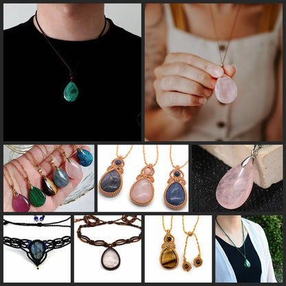 5pcs Water Drop Shape Natural Stone Pendant Accessory