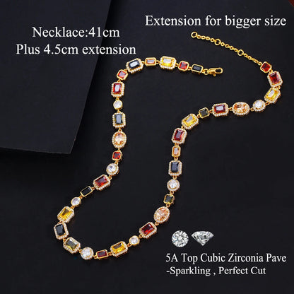 Vibrant Multi Color Cubic Irregular Chain Necklace for Women