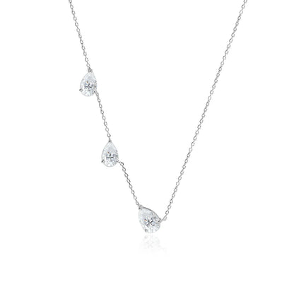 Gradient Moissanite Necklace for Women 3 Gems Pear Cut Certified Luxury Pendant