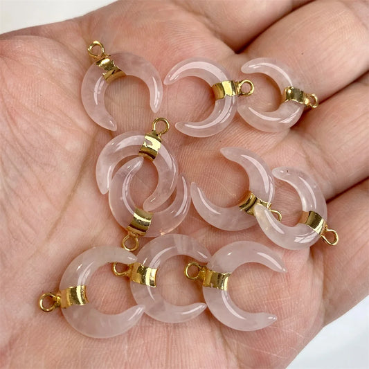 3PCS/lot Natuarl Moon Shape Gems Stone Pendants