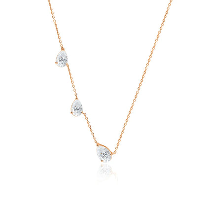 Gradient Moissanite Necklace for Women 3 Gems Pear Cut Certified Luxury Pendant