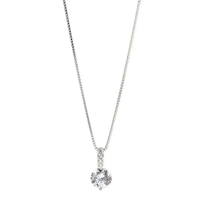 Sterling Silver Round Zircon Necklace Minimalist Style