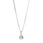 Sterling Silver Round Zircon Necklace Minimalist Style