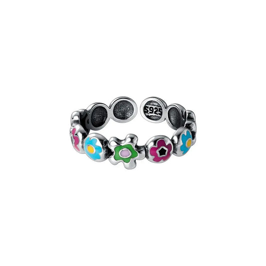 Minimalist 925 Sterling Silver Flower Rings for Women