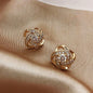 Upscale 14k Gold Jewelry Real Gold  Earrings Zircon Pearl Twist Luxury Stud Earrings for Women