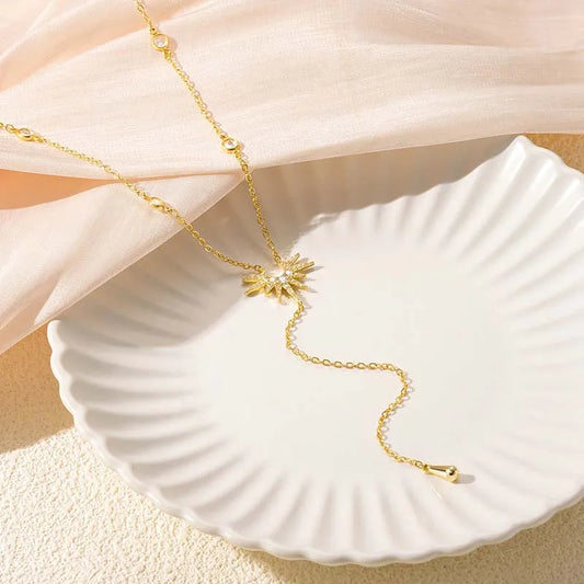 Gold Color Y-Shaped Pendant Necklaces For Women