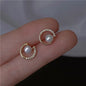 Upscale 14k Gold Jewelry Real Gold  Earrings Zircon Pearl Twist Luxury Stud Earrings for Women