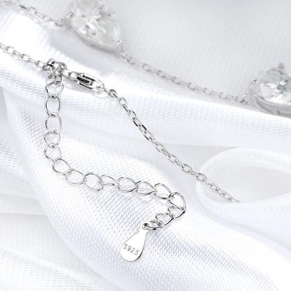 Gradient Moissanite Necklace for Women 3 Gems Pear Cut Certified Luxury Pendant