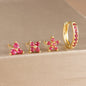 4PCS 18K Gold Plated Flower Round Piercing Earrings Set For Women