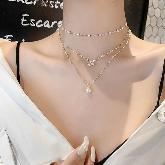 Baroque Pearl Gem Choker Necklaces for Women