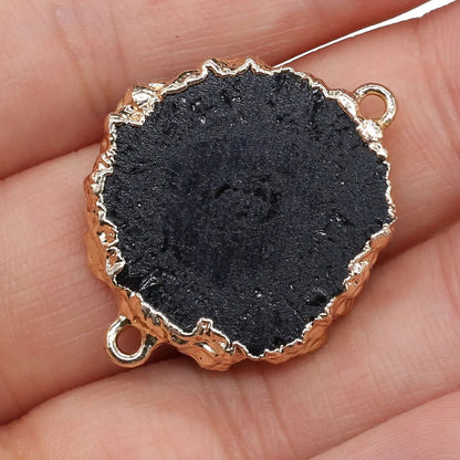 1PC Natural Gem Stone Charms Connector Agates Druzy Quartz Pendant
