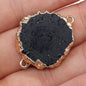 1PC Natural Gem Stone Charms Connector Agates Druzy Quartz Pendant