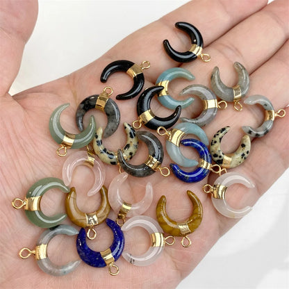 3PCS/lot Natuarl Moon Shape Gems Stone Pendants
