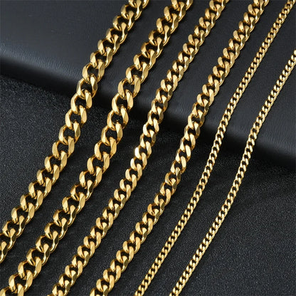 Basic Punk Stainless Steel Cuban Necklaces For Men