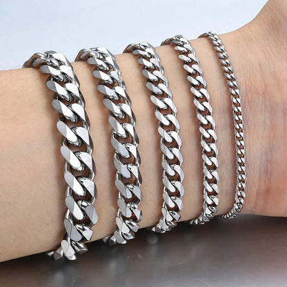 Cuban Chain Men Bracelet Classic Stainless Steel
