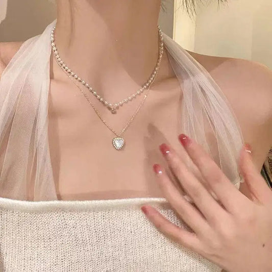 New Beads Women's Neck Chain Kpop Gold Pearl Choker Necklace