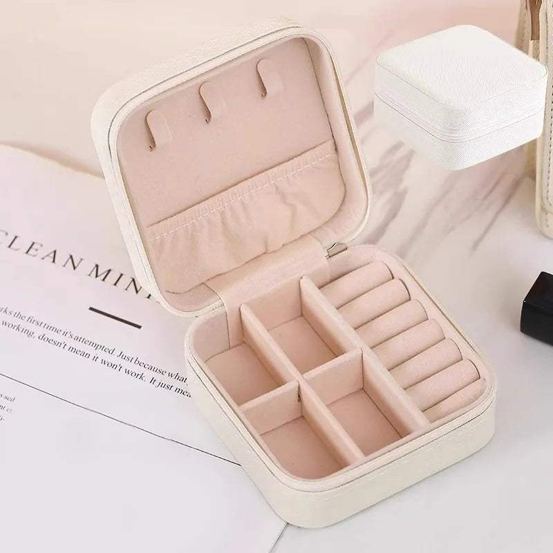 Mini Jewelry Storage Box Portable Home Travel Earrings Necklace Storage Case for Women Ring Organizer PU Leather Display Case