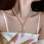New Beads Women's Neck Chain Kpop Gold Pearl Choker Necklace