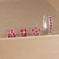 4PCS 18K Gold Plated Flower Round Piercing Earrings Set For Women