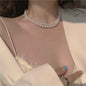 New Beads Women's Neck Chain Kpop Gold Pearl Choker Necklace