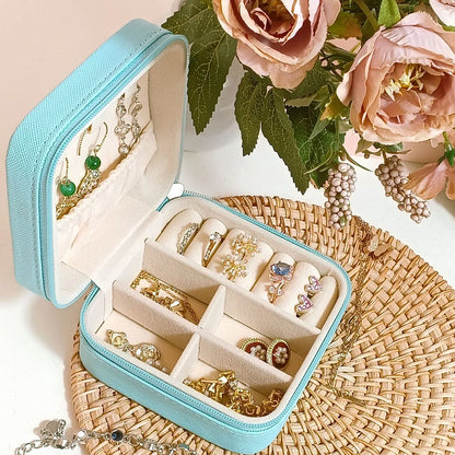 Mini Jewelry Storage Box Portable Home Travel Earrings Necklace Storage Case for Women Ring Organizer PU Leather Display Case