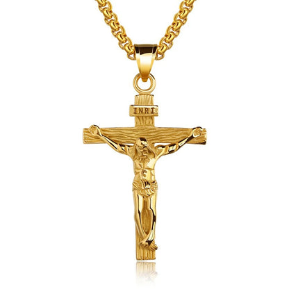 Religious Jesus Cross Stainless Steel Necklace For Men