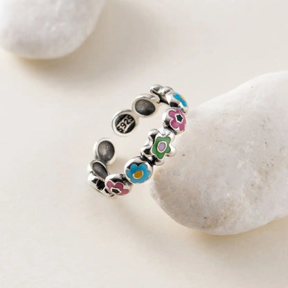 Minimalist 925 Sterling Silver Flower Rings for Women