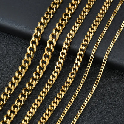 Basic Punk Stainless Steel Cuban Necklaces For Men
