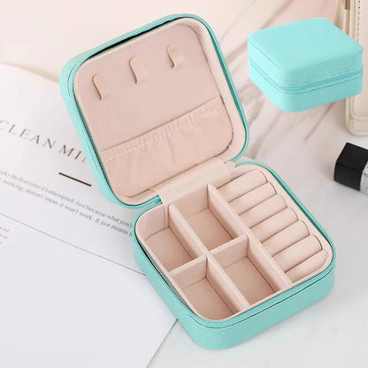 Mini Jewelry Storage Box Portable Home Travel Earrings Necklace Storage Case for Women Ring Organizer PU Leather Display Case