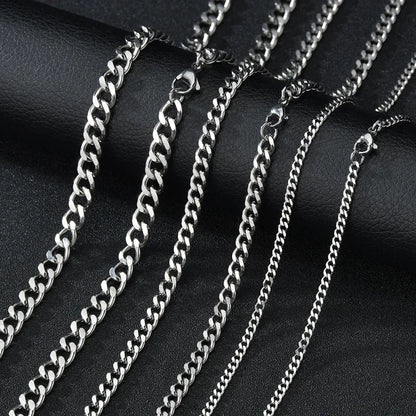 Basic Punk Stainless Steel Cuban Necklaces For Men