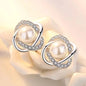 Upscale 14k Gold Jewelry Real Gold  Earrings Zircon Pearl Twist Luxury Stud Earrings for Women