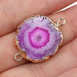 1PC Natural Gem Stone Charms Connector Agates Druzy Quartz Pendant