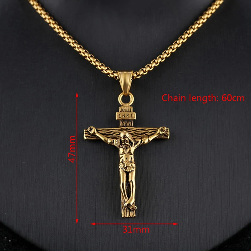 Religious Jesus Cross Stainless Steel Necklace For Men