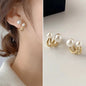 Upscale 14k Gold Jewelry Real Gold  Earrings Zircon Pearl Twist Luxury Stud Earrings for Women