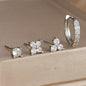 4PCS 18K Gold Plated Flower Round Piercing Earrings Set For Women