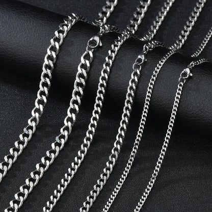 Basic Punk Stainless Steel Cuban Necklaces For Men