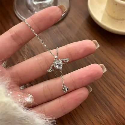 Sterling Silver Round Zircon Necklace Minimalist Style