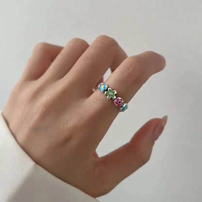 Minimalist 925 Sterling Silver Flower Rings for Women