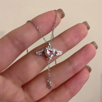 Sterling Silver Round Zircon Necklace Minimalist Style