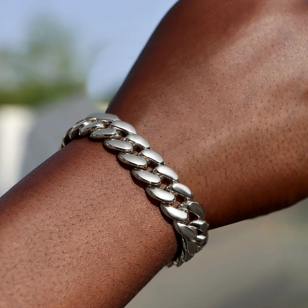 14MM Iced Prong Link Cuban Chain Bracelets for Men