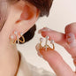 Upscale 14k Gold Jewelry Real Gold  Earrings Zircon Pearl Twist Luxury Stud Earrings for Women